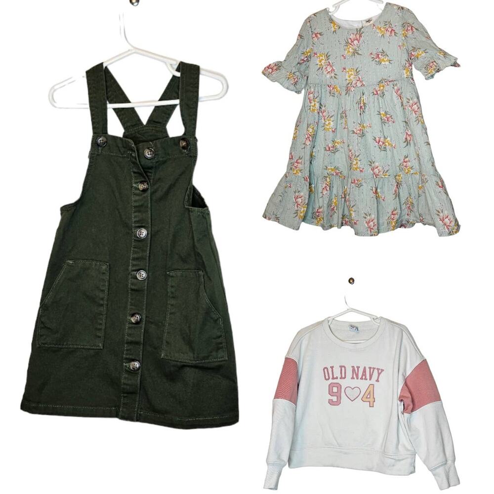 Girls sz 5T Sweatshirt Dress Overall 3 pieces